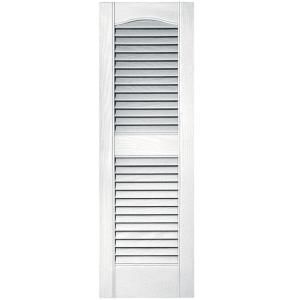 Builders Edge 12 in. x 36 in. Louvered Vinyl Exterior Shutters Pair in #001 White 010120036001