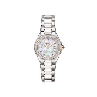 CITIZEN SIGNATURE Octavia Womens Diamond Accent Two Tone Watch EW2196 52D