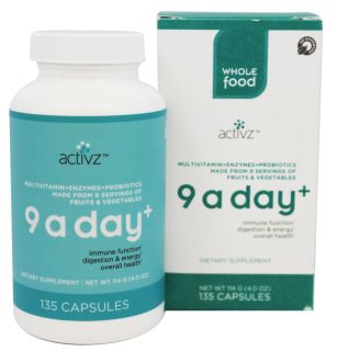 Activz   Whole Food 9 a Day+ Multivitamin   135 Vegetarian Capsules