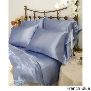 Scent Sation Charmeuse Ii Satin King size Sheet Set With Bonus Pillowcases Blue Size King