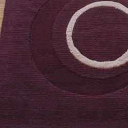nuLOOM Handmade Neutrals and Textures Plum Circles Wool Rug (8' x 10') Nuloom 7x9   10x14 Rugs