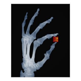 Skeletal Hand Holding Computer Chip Print