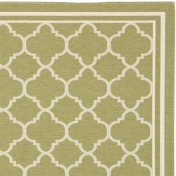 Poolside Green/Beige Indoor/Outdoor Border Rug (6'7" Square) Safavieh Round/Oval/Square