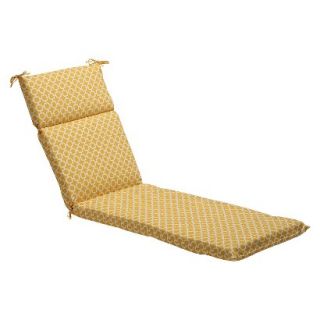 Outdoor Chaise Lounge Cushion   Yellow/White Geometric