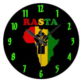 Rasta Black Power Fist over Africa Clock