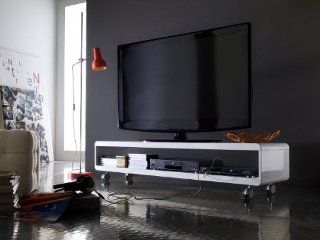 123 59070W TV Lowboard, TV Board, Phonomöbel, Fernsehmöbel, Hochglanz weiss Küche & Haushalt