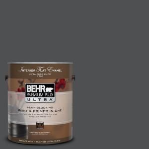 BEHR Premium Plus Ultra 1 Gal. #UL260 1 Cracked Pepper Interior Flat Enamel Paint 175301