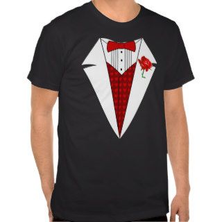 Valentine's Day Lover Tuxedo T Shirt with Red Rose