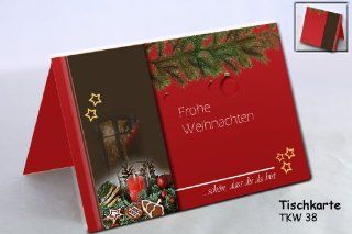 25 Weihnachts Tischkarten "schön, dass du da bist.", im hochwertigen Design, 85x112 mm Bürobedarf & Schreibwaren