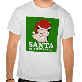 'SANTA IS COMING' FUNNY CHRISTMAS XMAS SANTA TEE SHIRTS