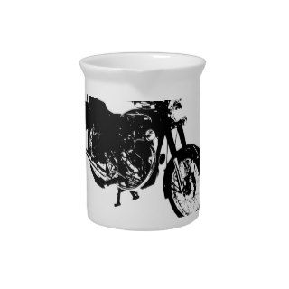 Black and White Motorcycle Drawing Pitchers
