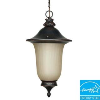 Green Matters Parisian 1 Light Hanging Outdoor Old Penny Bronze Lantern   (1) 23W T3 Mini spiral/GU24 Base bulb included HD 2509