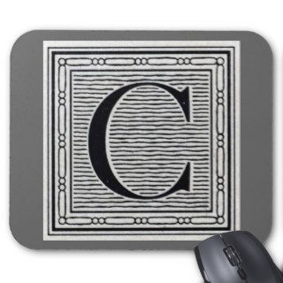 Block Letter "C" Woodcut Woodblock Inital Mousepad