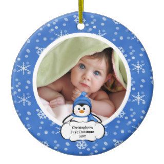 Babys First Christmas Photo Ornament Penguin