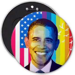 President Obama Portrait Rainbow & USA Flag Pins