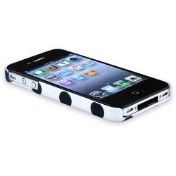 White/ Black Dot Snap on Rubber Coated Case for Apple iPhone 4/ 4S BasAcc Cases & Holders