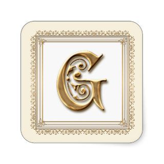 Letter G   Gold & Lace Classic Formal Wedding Seal Stickers