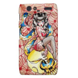 Death Becomes Her   Snake and Skull Pin Up Tattoo Motorola Droid RAZR Case