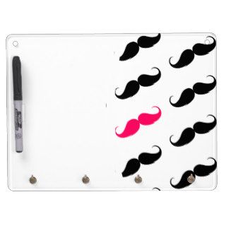 Funny Girly Pink  And Black Mustache Pattern Dry Erase Boards