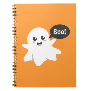 Cute Ghost that Goes Boo, Happy Halloween Note Book