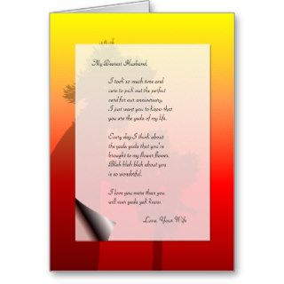 Funny Husband Anniversary Love Letter Yada Yak Greeting Card