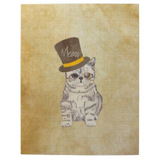 Funny Cute Kitten Cat Sketch Monocle and Top Hat Jigsaw Puzzles