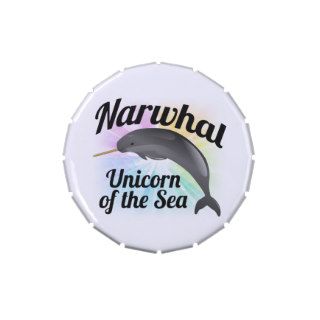 Narwhal Unicorn of the Sea, Cute Rainbow Candy Tins