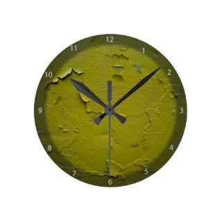 Old Yellow paint cracked Wall Clock