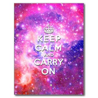 keep calmPink glitter milky way purple galaxy Postcard