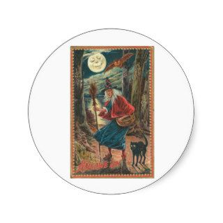 Vintage Halloween Greeting Cards Classic Posters Round Stickers