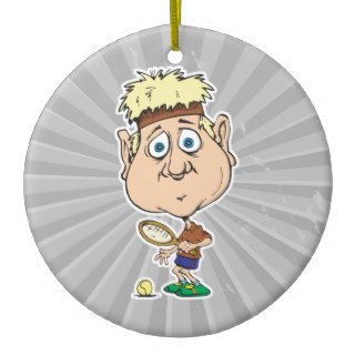 funny cartoon tennis player christmas tree ornaments