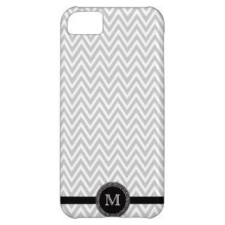 Gray white chevron monogram iphone 5 case