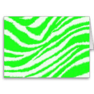 Neon Green Zebra Pattern Greeting Cards