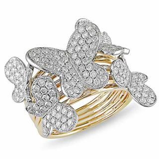 Miadora 18k Two tone Gold 1 1/2ct TDW Diamond Butterfly Ring (G H, SI1 SI2) Miadora One of a Kind Rings