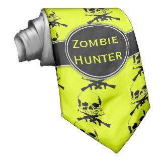 Funny Zombie hunter necktie Custom skulls