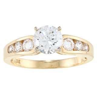 Alyssa Jewels 14k Yellow Gold 1 1/2ct TGW Clear Cubic Zirconia Engagement style Ring Alyssa Jewels Cubic Zirconia Rings