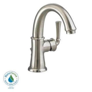 American Standard Portsmouth Monoblock Single Hole 1 Handle Mid Arc Bathroom Faucet with Speed Connect Drain in Satin Nickel 7420.101.295