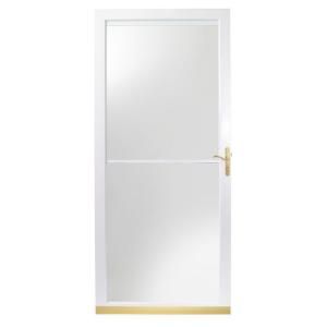 Andersen 2000 Series 36 in. White Aluminum Self Storing Storm Door with Brass Hardware HD20SS36WH
