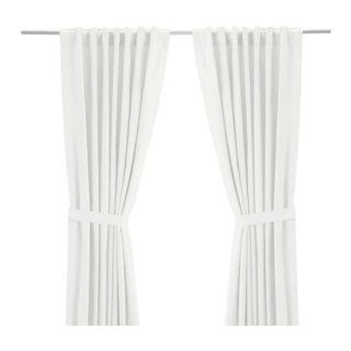 IKEA 2 er Set Gardinen "Ritva"   Gardinenschals mit Raffhaltern je 300 x 145 cm in WEISS   100% Baumwolle Küche & Haushalt
