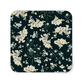 Dark vintage flower wallpaper pattern square sticker