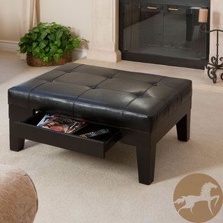 Christopher Knight Home Chatham Black Bonded Leather Storage Ottoman Christopher Knight Home Ottomans