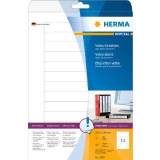 Herma 5069 Video Etiketten A4 147,3x20 mm Papier matt 325 Stück Bürobedarf & Schreibwaren