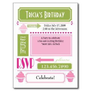 Cupcake Invite Post Card