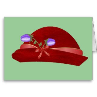 Hat in Red with Purple Flower Cards