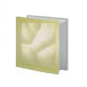 TAFCO WINDOWS 7 1/2 in. x 7 1/2 in. Misty Wave Pattern Soft Yellow Glass Block 5/CA GB MWSY7.53W 5