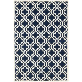 Safavieh Handmade Moroccan Chatham Trellis pattern Dark Blue/ Ivory Wool Rug (5' x 8') Safavieh 5x8   6x9 Rugs