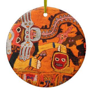 Paracas Textile Peru Archaeology Ancient UFO? ET? Christmas Ornament