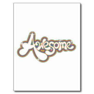 Retro style trippy awesome text postcards