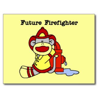 Sock Monkey Future Firefighter Tshirts and Gifts Postcards