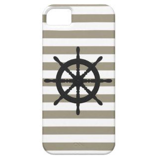 Eight Spoke Ships Wheel Taupe Stripe iPhone 5/5S Covers